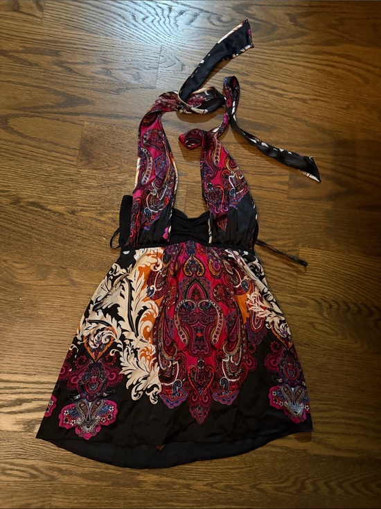 bebe Tops - Vintage bebe Black and Pink Paisley Halter Top